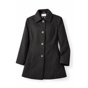 Nautica Women’s Wool Blend Coat Jacket Black XL Button Front Lined